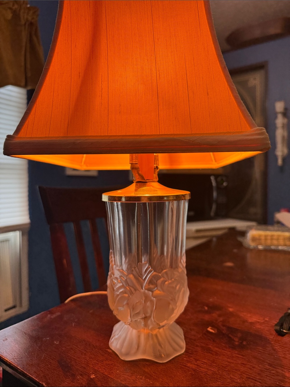 Vintage pressed glass bedside lamp mid century design